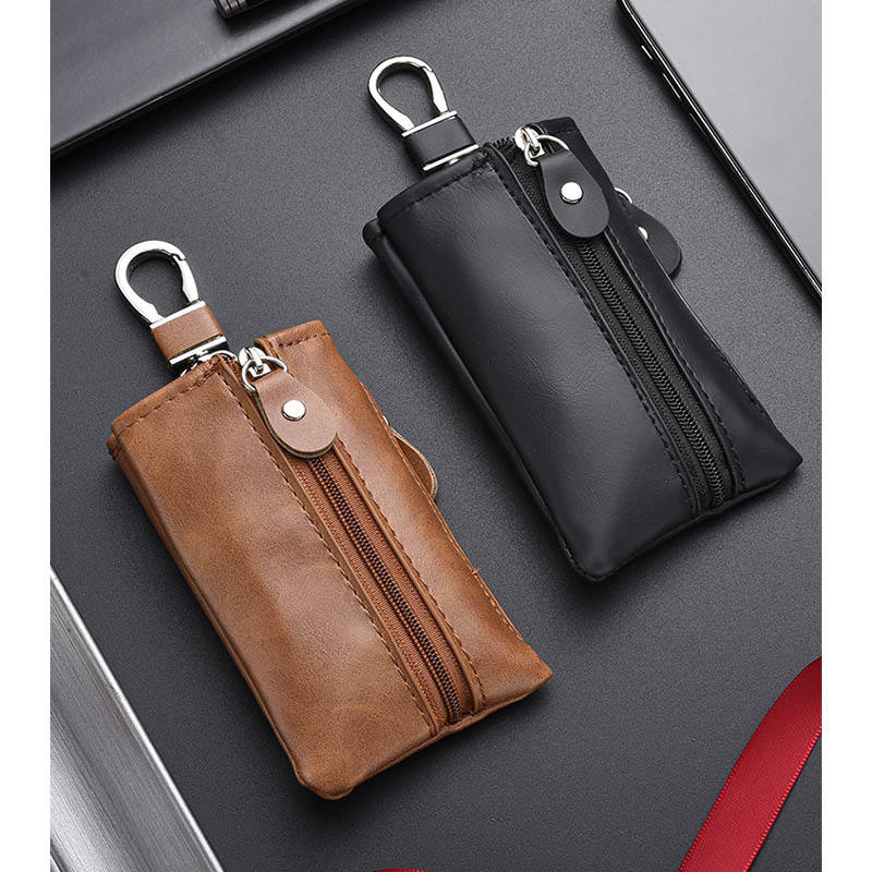 Leefirst LFC-L168 PU Leather Car Key Case - Vintage Style Key Wallet Organizer